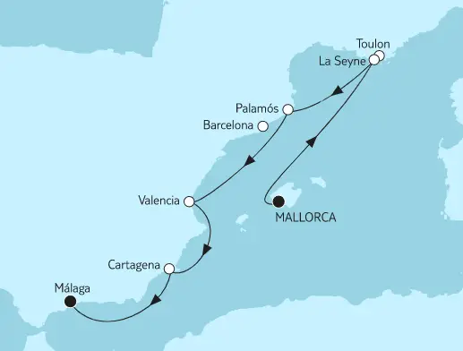 Mein Schiff Herz Route 2022: Mallorca bis Málaga