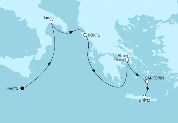 Mein Schiff Herz Route 2022: Malta bis Kreta