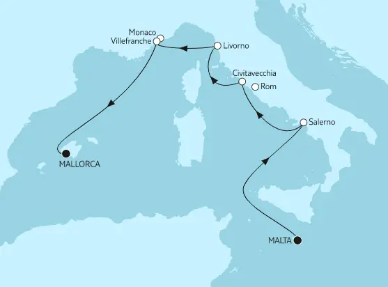 Mein Schiff Herz Route 2022: Malta bis Mallorca