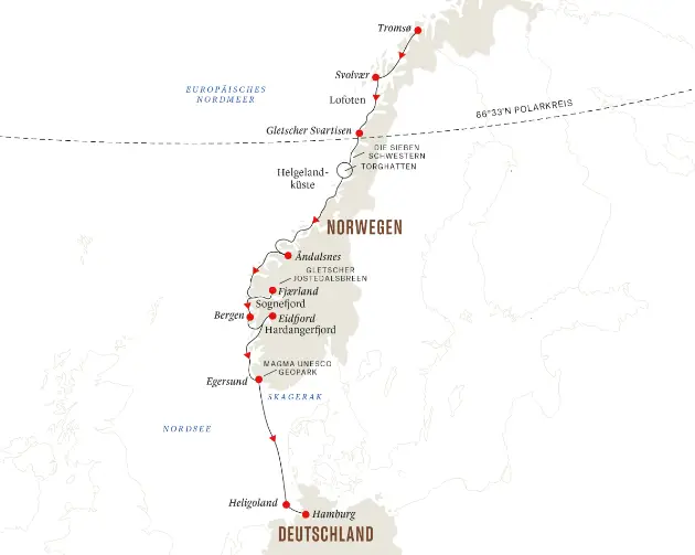 Hurtigruten Norwegen-Kreuzfahrt 2022: Von Tromso nach Hamburg