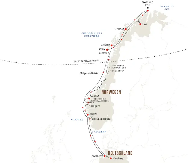 Hurtigruten Norwegen-Kreuzfahrt 2022: Postschiffroute ab Hamburg