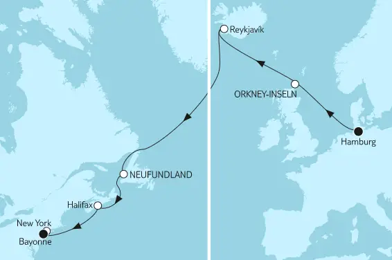 Mein Schiff Nordamerika-Kreuzfahrt 2023: Hamburg bis New York