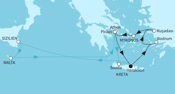 Mein Schiff Mittelmeer-Kreuzfahrt 2024: Östliches Mittelmeer mit Malta und Piräus