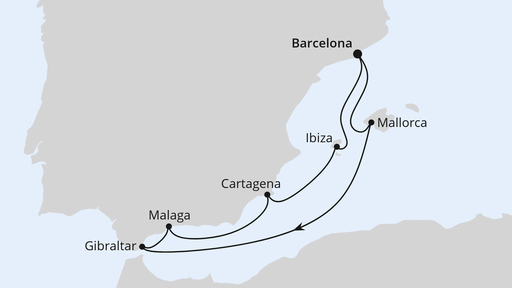 AIDA Westliches mittelmeer - Mediterrane Schätze mit Gibraltar ab Barcelona