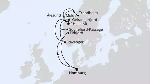 10 Tage mit AIDAperla Norwegens Fjorde ab Hamburg