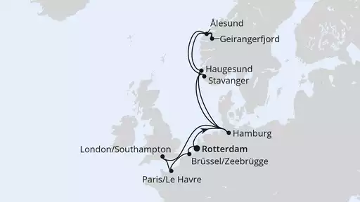 14 Tage mit AIDAprima Metropolen & Norwegen ab Rotterdam