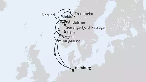 10 Tage mit AIDAperla Norwegens Fjorde ab Hamburg